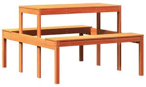 VidaXL viaszbarna tömör fenyőfa piknik asztal 110 x 134 x 75 cm