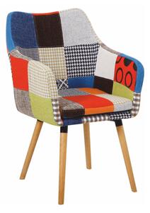 Fotel, színes patchwork/bükk, LANDOR