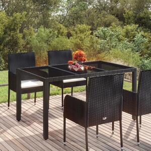 VidaXL Kerti Asztal - Polyrattan - Üveglap - 150x90 cm
