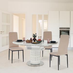 KONDELA Étkezőasztal kinyitható, fehér magas fény HG, átmérő 120x81 cm, ZAMON