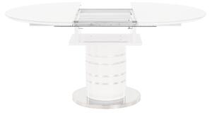 KONDELA Étkezőasztal kinyitható, fehér magas fény HG, átmérő 120x81 cm, ZAMON