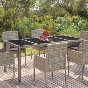 VidaXL szürke polyrattan üveglapos kerti asztal 190 x 90 x 75 cm