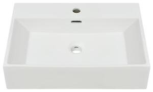 VidaXL Fehér kerámia mosdó csaptelep furattal 60,5x42,5x14,5 cm