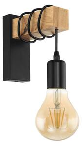 EGLO 32917 TOWNSHEND Vintage fali lámpa, E27-es foglalattal, MAX 1X10W teljesítménnyel, fekete, barna / acél, fa lámpatest lámpatest, IP20-as védelemmel, kapcsoló nélkül
