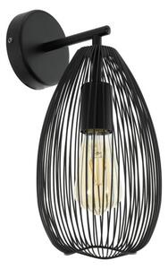 EGLO 49143 CLEVEDON Vintage fali lámpa, E27-es foglalattal, MAX 1X60W teljesítménnyel, fekete / acél lámpatest lámpatest, IP20-as védelemmel, kapcsoló nélkül