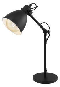 EGLO 49469 PRIDDY Vintage asztali lámpa, E27-es foglalattal, MAX 1X40W teljesítménnyel, fekete, fehér / acél lámpatest lámpatest, IP20-as védelemmel, zsinórkapcsolóval