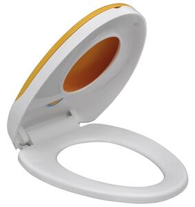 VidaXL fehér és sárga gyerek/felnőtt WC-ülőke lassan csukódó fedéllel