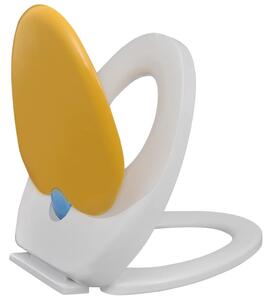 VidaXL fehér és sárga gyerek/felnőtt WC-ülőke lassan csukódó fedéllel