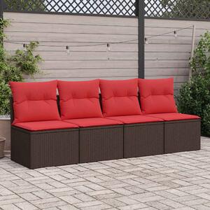 VidaXL 2 részes barna polyrattan akácfa kerti ülőgarnitúra párnákkal
