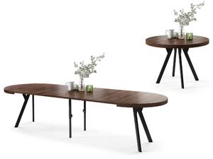 Mazzoni EXPANSO Barna Tölgy/fekete lábak - LOFT/IPARI STÍLUSÚ 310 cm-re BŐVÍTHETŐ NAGY KEREK ASZTAL Ø110 Y LÁBAKKAL
