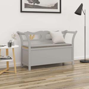 VidaXL Tömörfa Pad Tárolóval - Szürke - 107x45x75,5cm