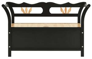 VidaXL Fenyőfa Pad Tárolóval - Fekete - 107x45x75,5 cm