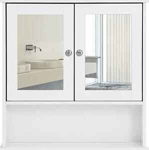 Fali tükrös fürdőszoba szekrény, fehér 56x13x58cm