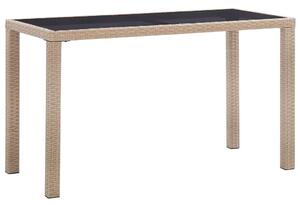 Bézs polyrattan kerti asztal 123 x 60 x 74 cm