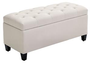 HOMCOM Tárolópad kárpitozott pad vászonhatásúval, 100 x 40 x 44 cm, krémfehér