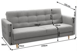 Kárpitozott kanapé, szürke AMEDIA, 3-személyes