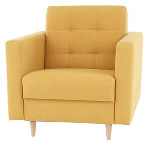 KONDELA Teljesen kárpitozott fotel, mustár színű anyag, AMEDIA