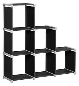 Könyvespolc szövet polcokkal 6 kocka, fekete 110x30x110cm