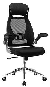 Irodai ergonomikus szék kar- és fejtámasszal, fekete