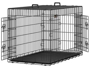 Kutyaketrec, kutyabox két ajtóval, fekete 122x74x80cm