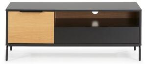 SAVOI fekete-barna TV-állvány, 120 x 50 cm - Kave Home