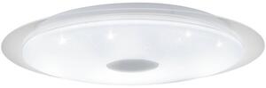 EGLO 98219 MORATICA-A, beltéri LED-es mennyezeti lámpa, LED foglalattal, MAX 36W, 3300lm, 2700 K-6500 K, fehér, áttetsző/acél, műanyag lámpatest, IP20, fehér, ezüst/kristály hatású műanyag búrával, színhőmérséklet szabályzás távírányítóval