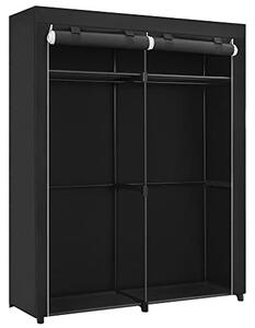 Szövet ruhatároló szekrény hordozható gardrób, fekete 140x43x174cm