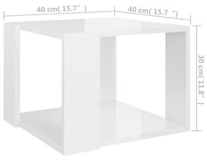VidaXL magasfényű fehér szerelt fa dohányzóasztal 40 x 40 x 30 cm