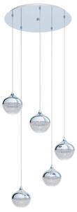 EGLO 98629 MIOGLIA 1, beltéri függeszték, E14 foglalattal, MAX 5X25W teljesítménnyel, króm / acél lámpatest, IP20, fehér, szemcsés, áttetsző / műanyag búrával, kapcsoló nélkül