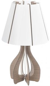 Eglo Cossano asztali lámpa, 25,5x45 cm, fehér-sötét fa, 1xE27 foglalattal