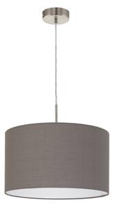 EGLO 31574 PASTERI, beltéri függeszték, E27 foglalattal, MAX 1X60W teljesítménnyel, matt nikkel / acél lámpatest, IP20, antracit-barna / textil búrával, kapcsoló nélkül