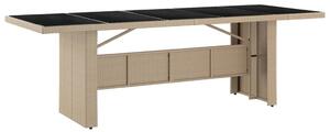 VidaXL Kerti Asztal - Polyrattan - Üveglap - 240x90 cm