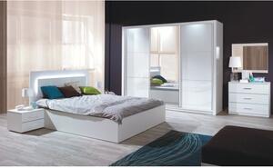 KONDELA Dupla ágy, 160x200, fehér/ magasfényű fehér HG, ASIENA