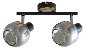 Salazar - Fali/mennyezeti spot lámpa, E14, 2X MAX40W,fekete/tölgy/füst búra - Raba-5398