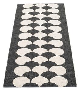 Fekete-krémszínű kültéri-beltéri futószőnyeg 70x150 cm Poppy Black Vanilla – Pappelina