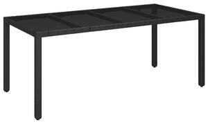 Polyrattan Kerti Asztal - Üveglap - 190x90 cm
