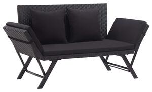 Polyrattan Kerti Pad - Ház - Fekete - 176 cm