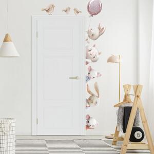 INSPIO - átragasztható textil matrica - Falmatricák - Akvarell állatok az ajtó körül