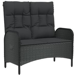 Polyrattan Kerti Pad - Dönthető - 107 cm - Fekete