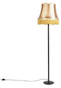 Retro állólámpa fekete, arany színű nagyi búrával 45 cm - Simplo