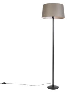Fekete állólámpa vászonárnyékolóval, taupe színben, 45 cm - Simplo