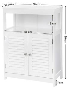 Fehér szekrény polcokkal és ajtókkal, magasság 80 cm - Songmics