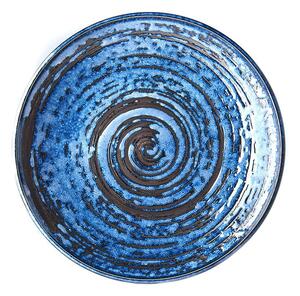 Copper Swirl kék kerámia tányér, ø 25 cm - MIJ