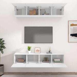 Modern Falra Szerelhető TV Szekrény Szett - 4 db - Fehér - 80x30x30 cm
