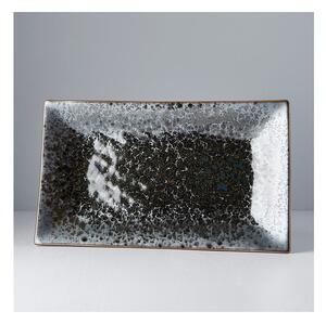 Pearl fekete-szürke kerámia szervírozó tányér, 33 x 19 cm - MIJ