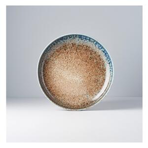 Earth & Sky bézs-kék kerámia tányér peremmel, ø 22 cm - MIJ