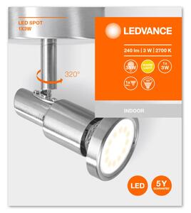 LEDVANCE LED Spot GU10 1x3W 2700K, beltéri, szürke fali / mennyezeti lámpa, 3 W, foglalat: GU10, IP20 védelem, 2700 K színhőmérséklet, 240 lm fényerő, 5 év garancia 4058075260801