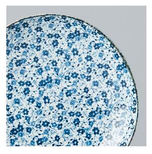 Daisy kék-fehér kerámia tányér, ø 19 cm - MIJ