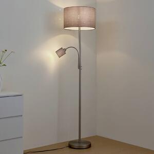 Lindby Jaileen álló világítás, szürke, textil, 170 cm, olvasólámpa, Alu / szürke / cink, Nappali / Étkező, fém, Modern