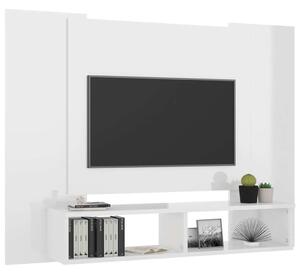Magasfényű fehér fali forgácslap tv-szekrény 120x23,5x90 cm